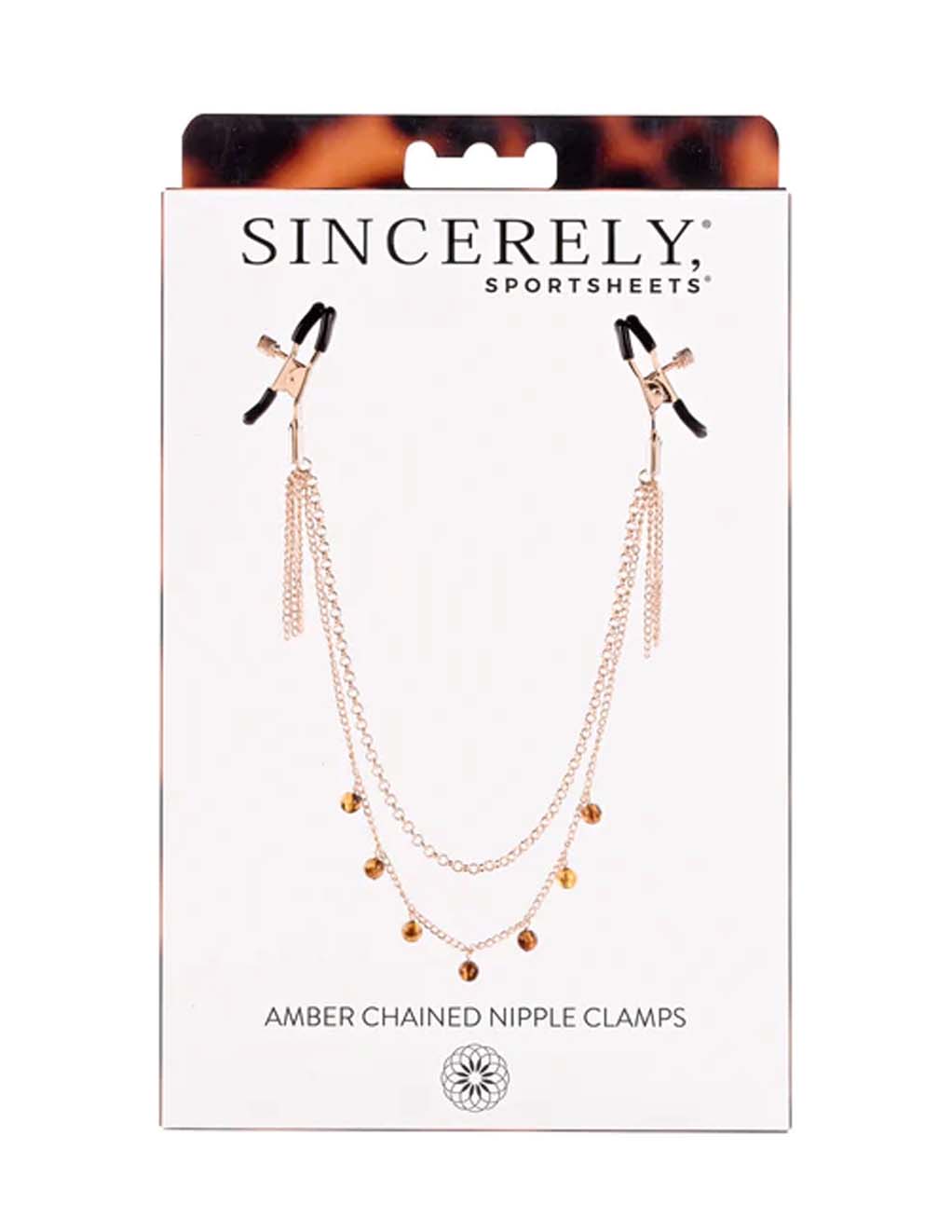 Sincerely, Sportsheets Amber Chained Nipple Clamps- box