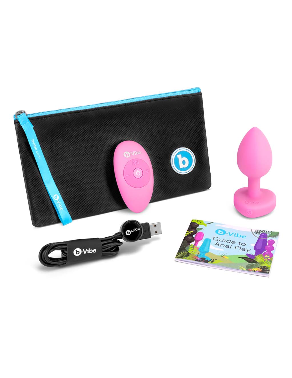 B-Vibe Vibrating Heart Plug S/M Pink Topaz- kit