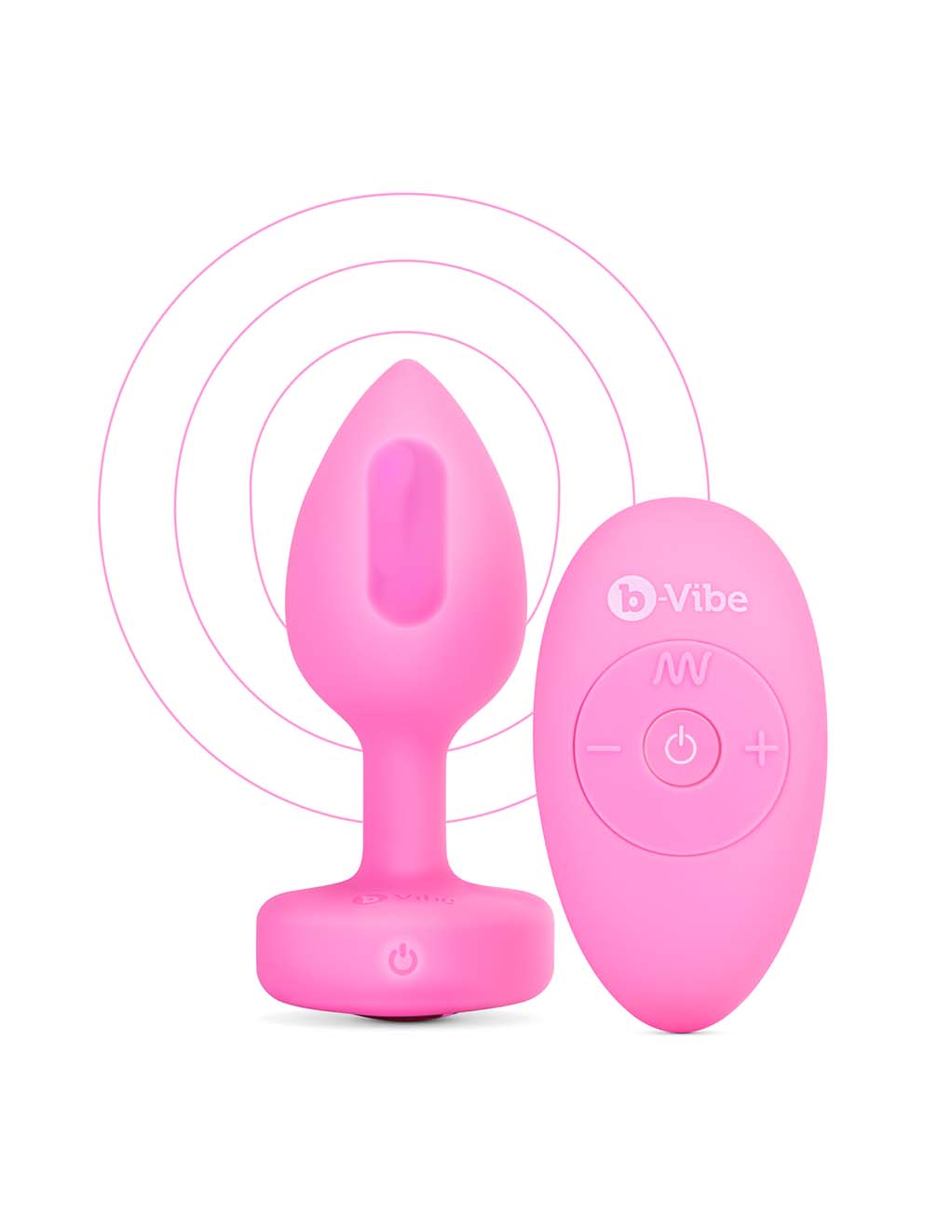 B-Vibe Vibrating Heart Plug S/M Pink Topaz- Upright