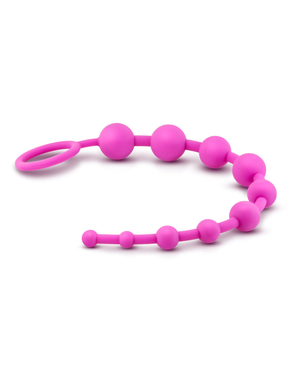 Luxe Silicone 10 Anal Beads- Pink- Laying down