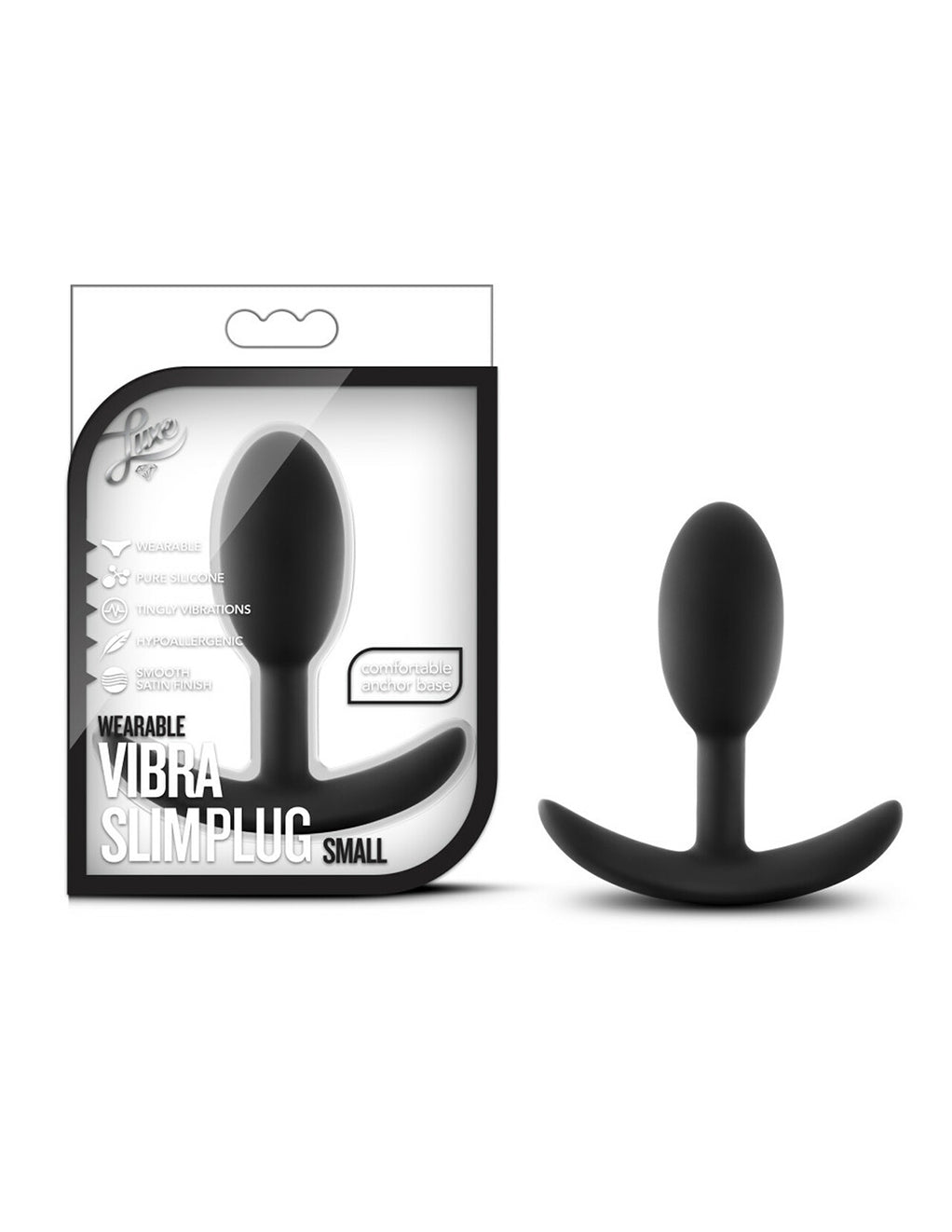 Luxe Wearable Vibra Slim Plug Small- Black- Package