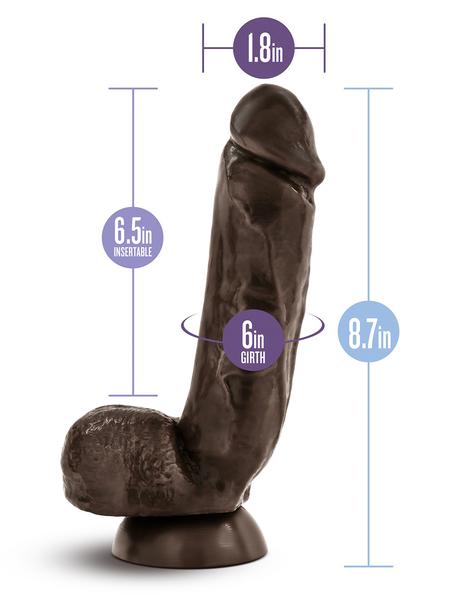 X5 Hard On Realistic Suction Cup Dildo- Brown- Sizing