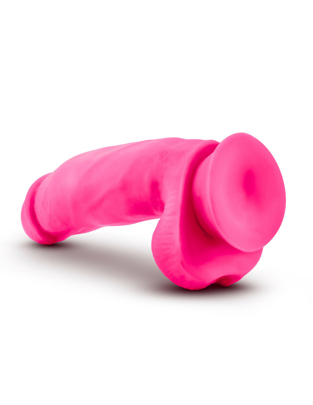Neo Elite 7" Cock w/ Balls- Neon Pink- Suction cup