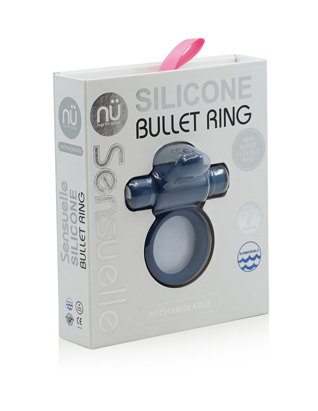 Nu Sensuelle Silicone Bullet Ring- Blue- Package