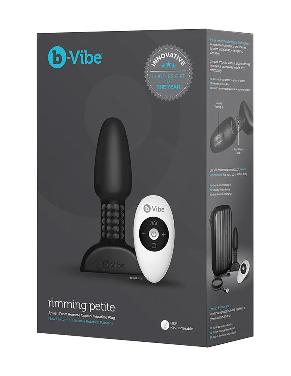 B-Vibe Petite Rimming Butt Plug- Black- Box- Front