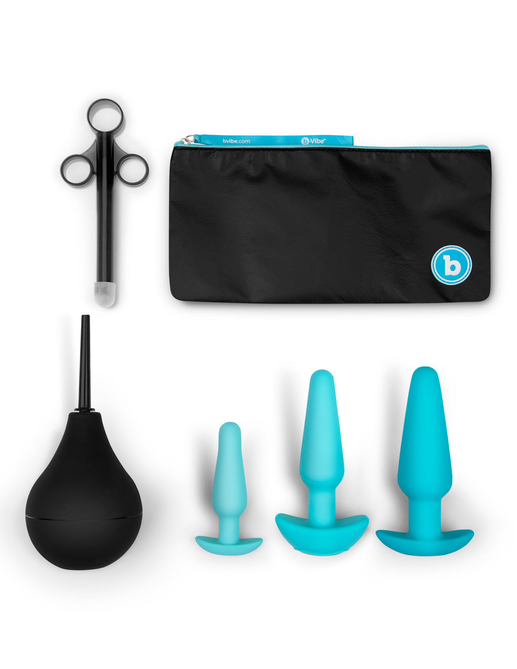 B-Vibe Anal Training & Education Set- Blue- Set with bag