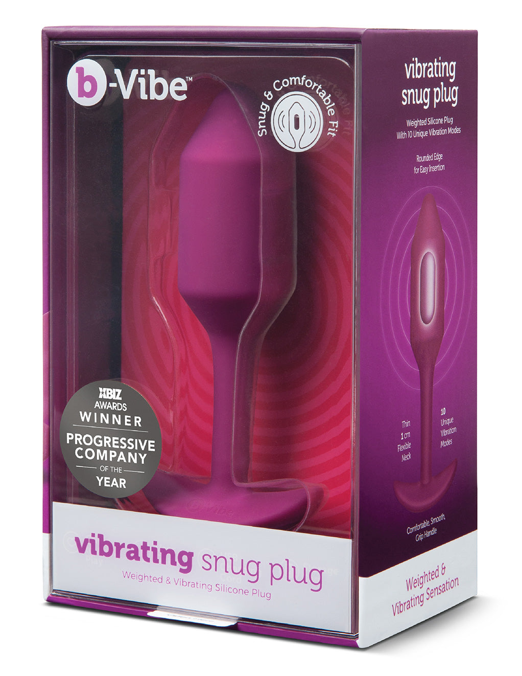 B-Vibe Medium Vibrating Snug Plug- Rose- Front box