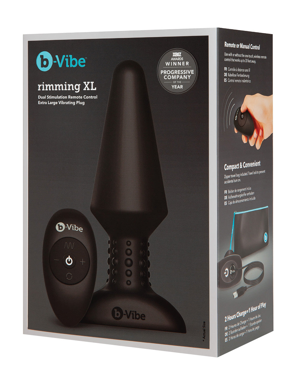 B-Vibe XL Rimming Butt Plug- Black- Front box