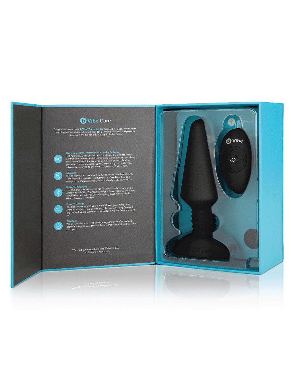 B-Vibe XL Rimming Butt Plug- Black- Open box