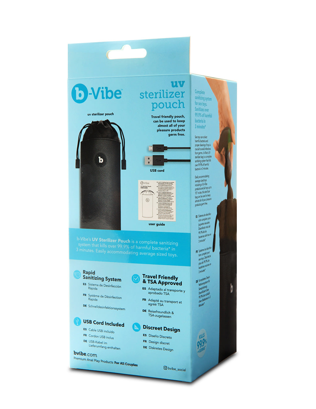 B-Vibe UV Sex Toy Sterilizer Pouch- Back box
