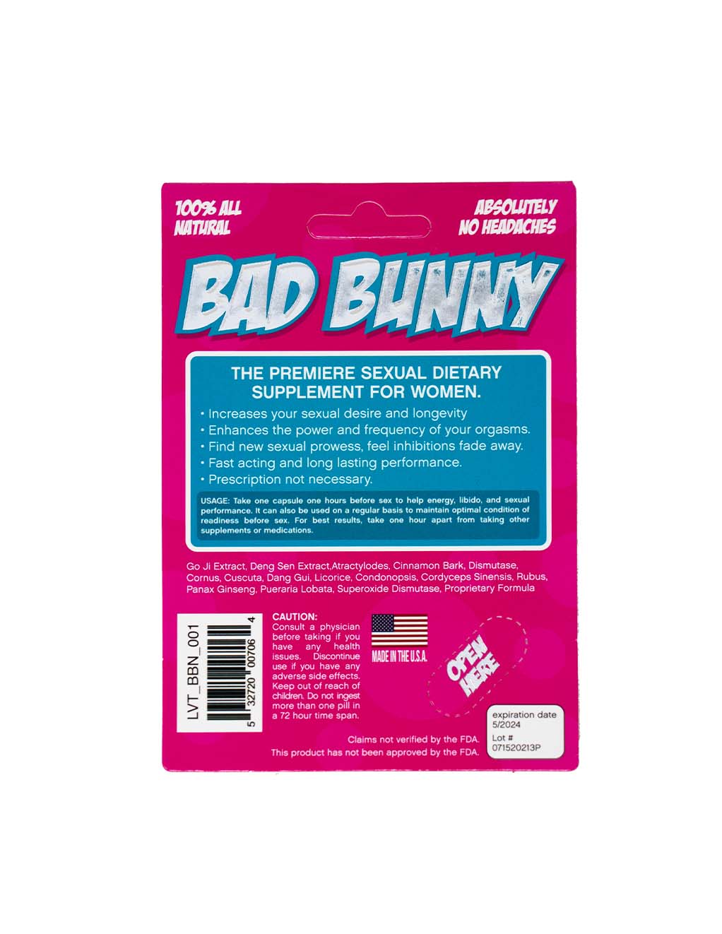 Bad Bunny Women's Supplement- Back