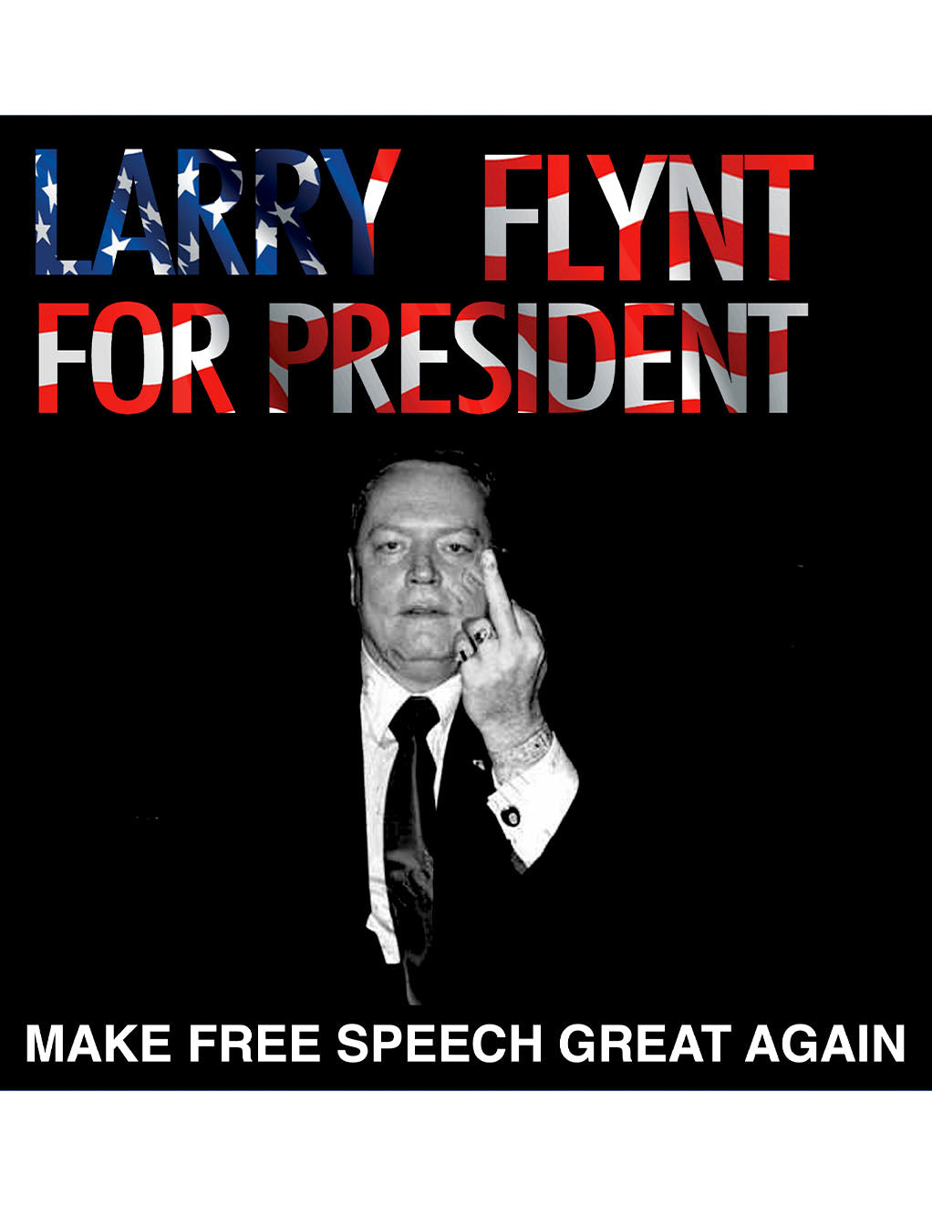 Larry Flynt for President American Flag Tee- Front Logo