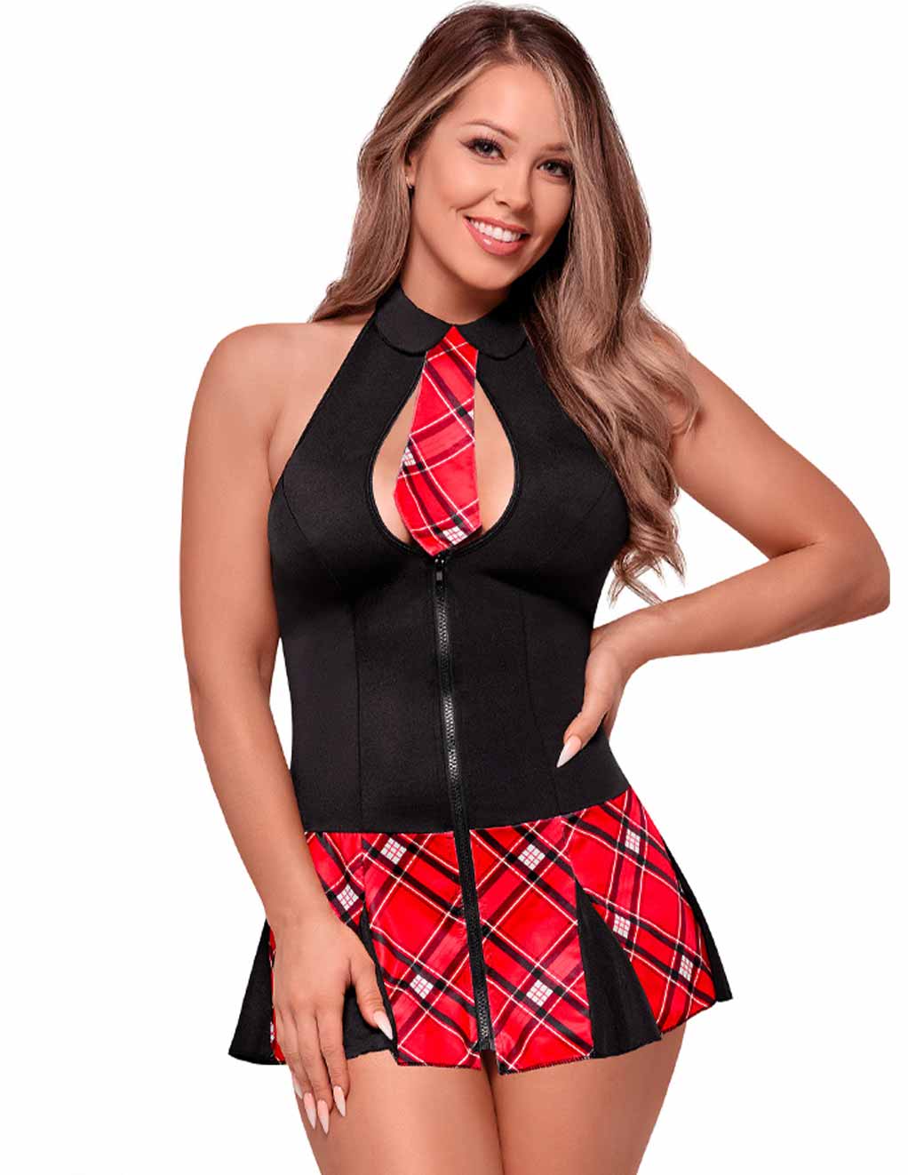 Exposed Dress Up Coed Cutie- Red- Front