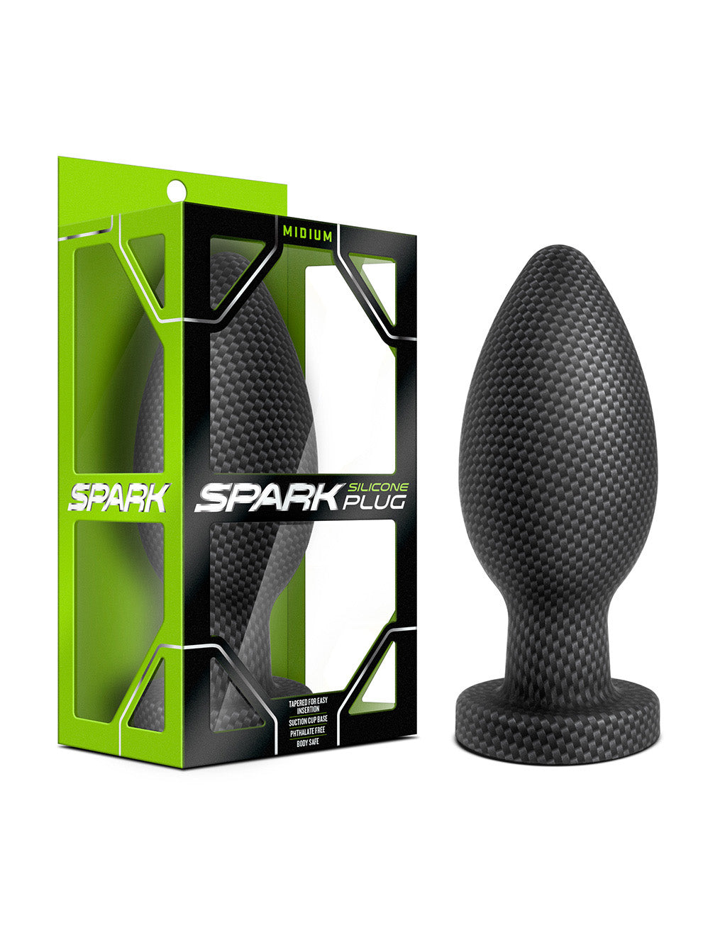 Spark Carbon Fiber Silicone Anal Plug- Medium- Front box