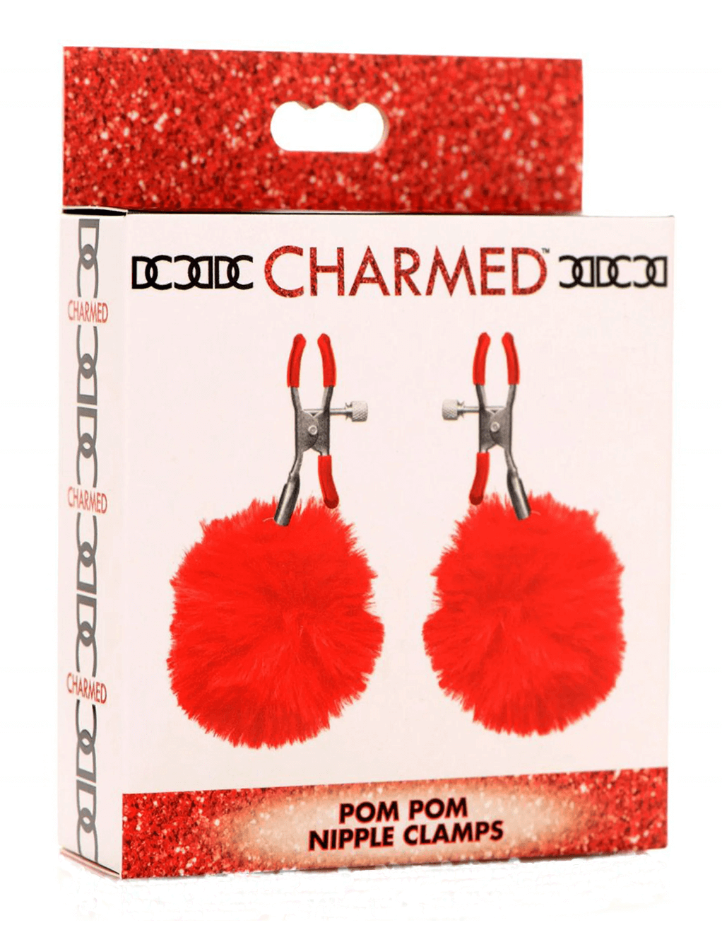 Charmed Pom Pom Nipple Clamps - Red - Box