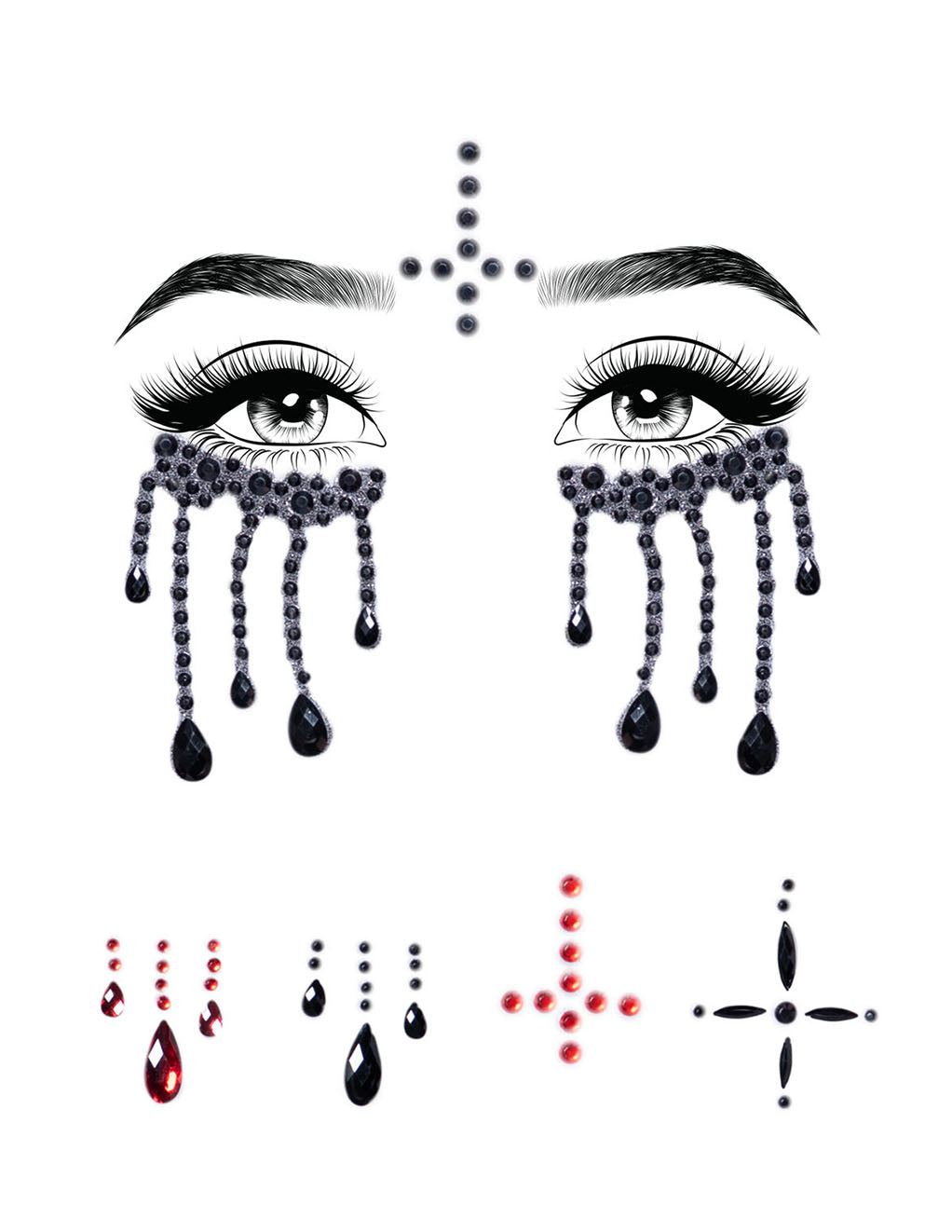 Leg Avenue Possessed Adhesive Face Jewels Sticker- Front
