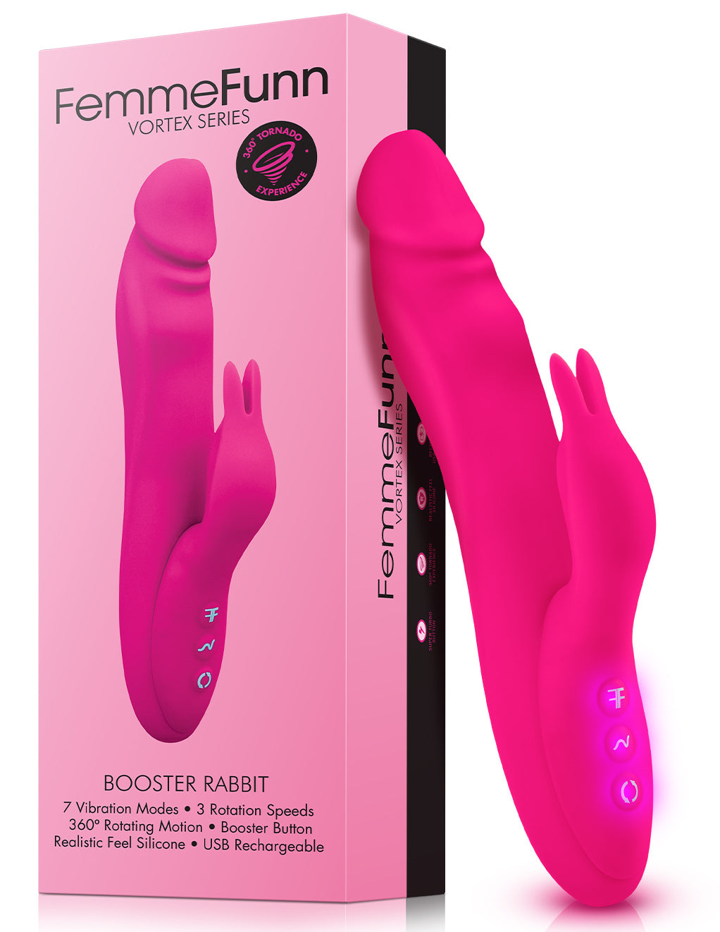 Femme Funn Booster Rabbit- Pink- Front- Box