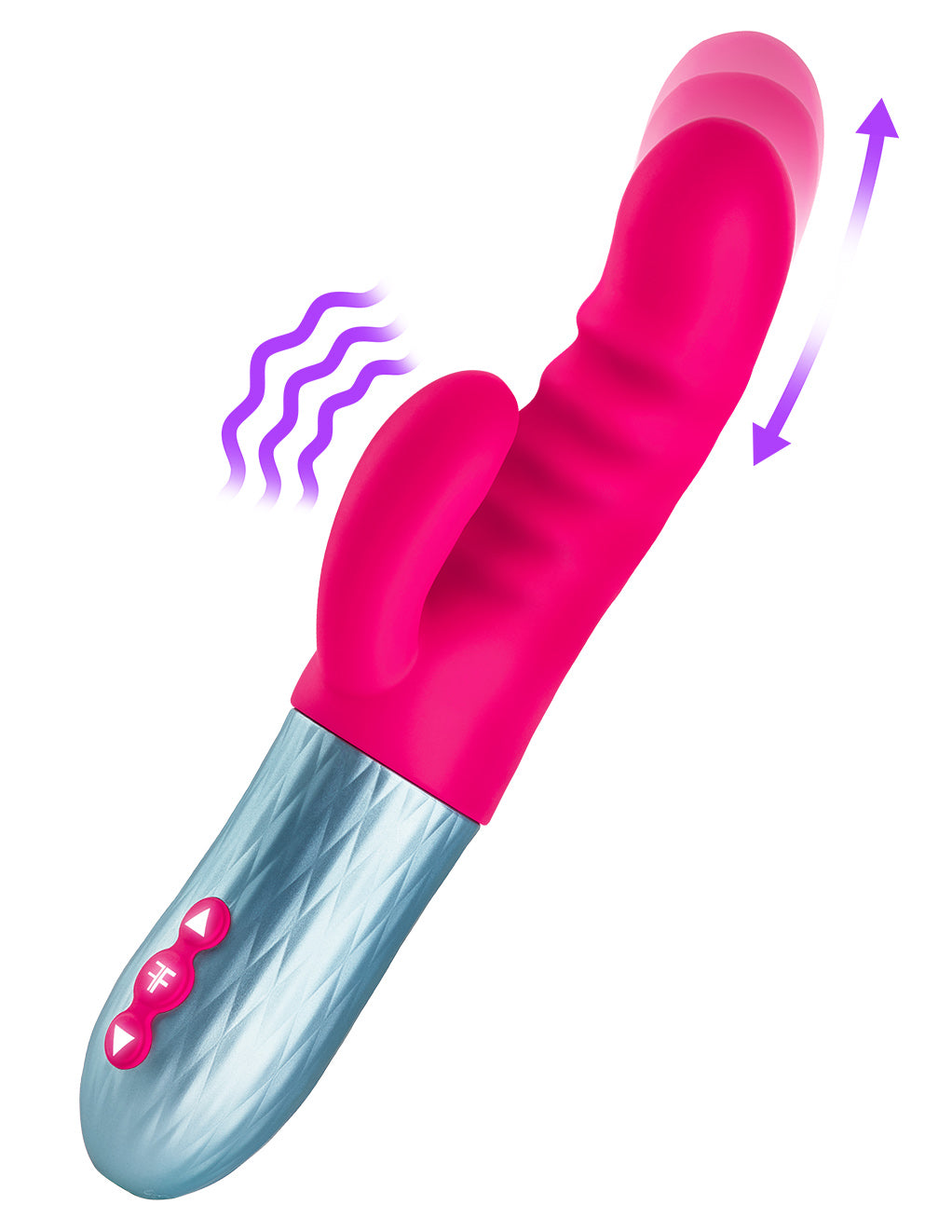 Femme Funn Essenza Dual Stimulating Thrusting Vibrator- Pink- Diagram