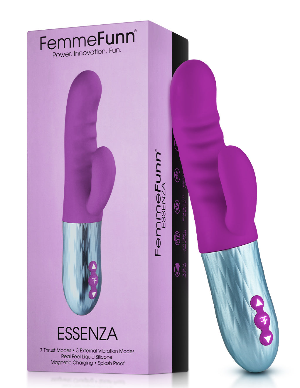 Femme Funn Essenza Dual Stimulating Thrusting Vibrator- Purple- Box