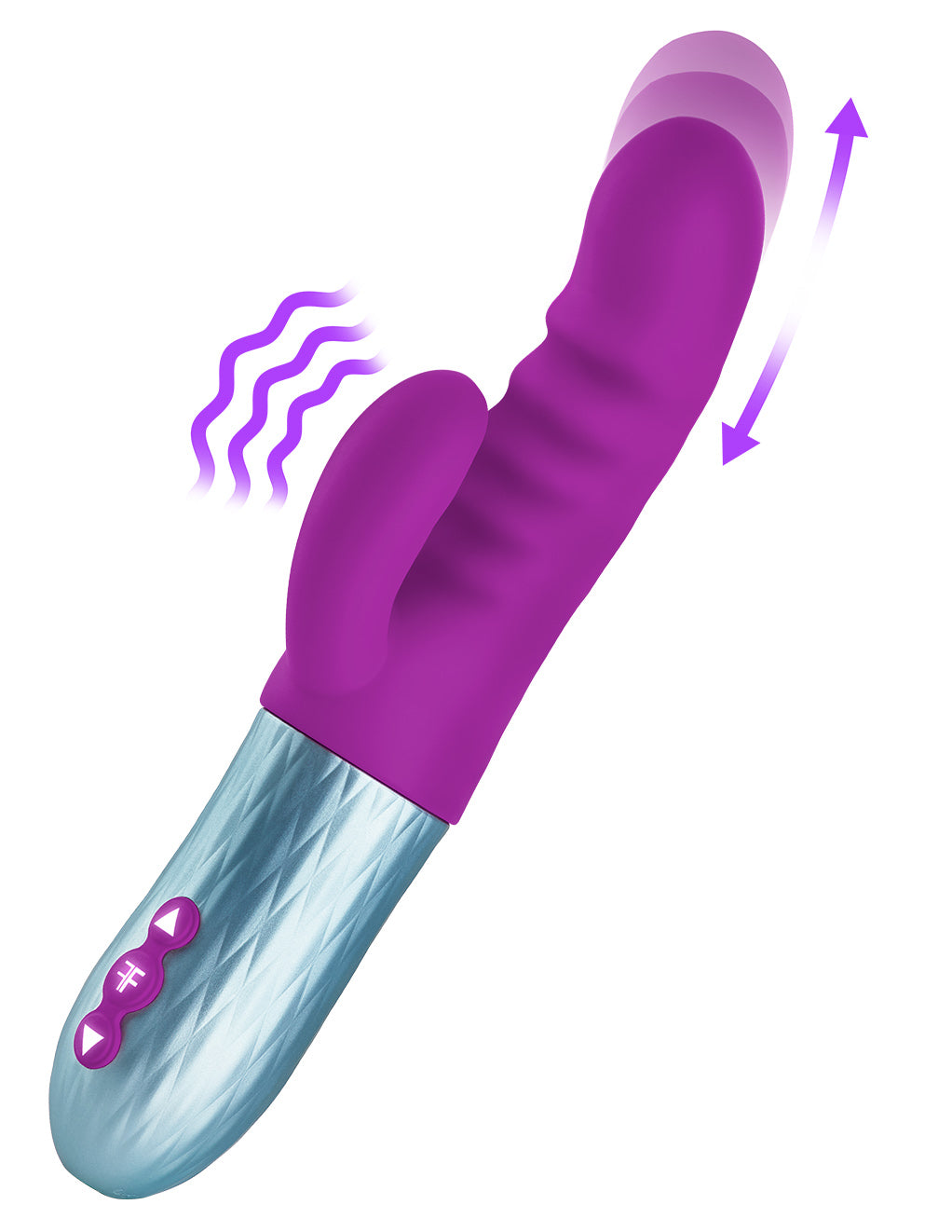 Femme Funn Essenza Dual Stimulating Thrusting Vibrator- Purple- Diagram