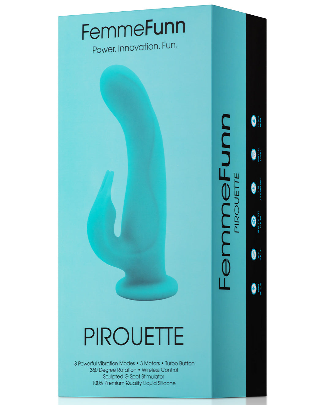 Femme Funn Pirouette Dual Stimulating Suction Cup Vibrator- Turquoise- Box