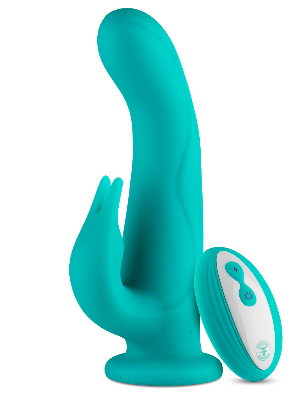 Femme Funn Pirouette Dual Stimulating Suction Cup Vibrator- Turquoise- With remote