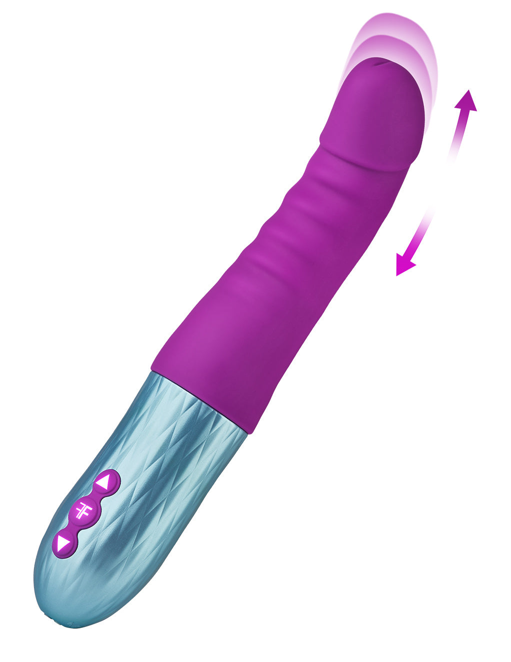 Femme Funn Cadenza Thrusting Vibrator- Purple- Thrusting Diagram