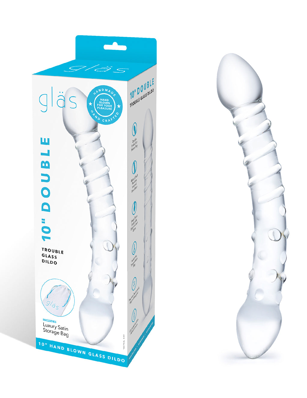 Glas Double Trouble 10" Dildo- Package- Front