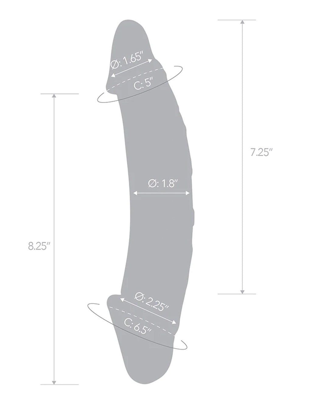 Glas 10.5" Girthy Realistic Double Dong- Size dimensions