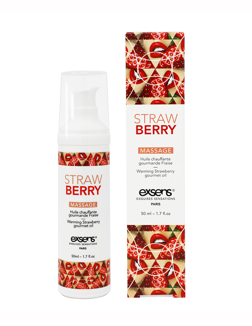 Exens Warming Edible Massage Oil- Strawberry- Front- Package