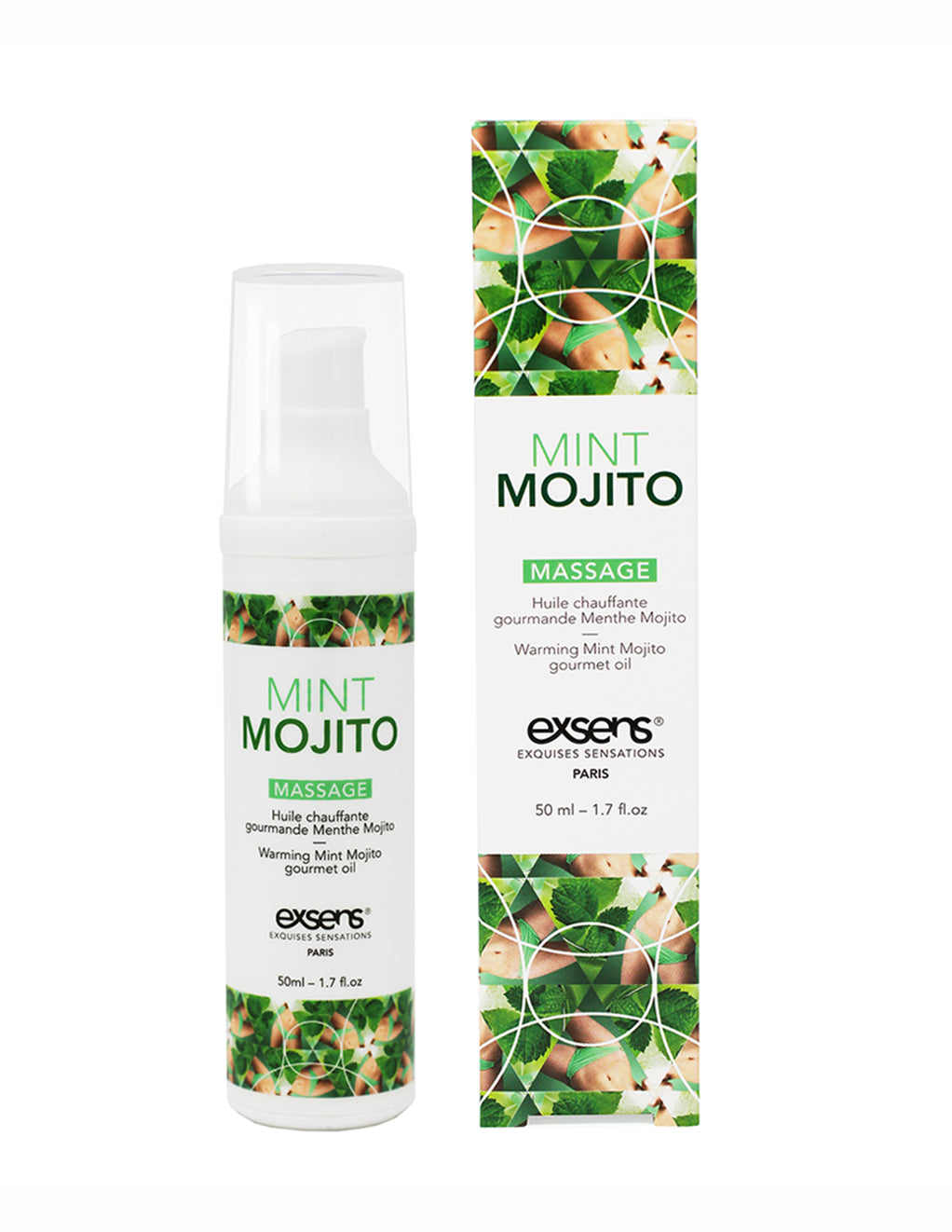 Exens Warming Edible Massage Oil- Mint Mojito- Front- Package