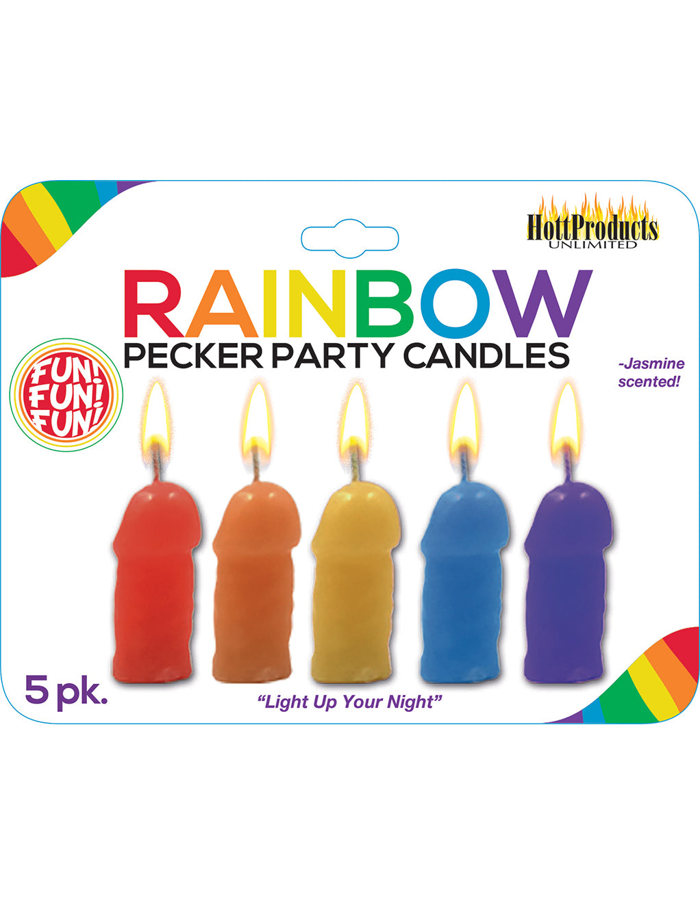 Rainbow Pecker Party Candles- Package