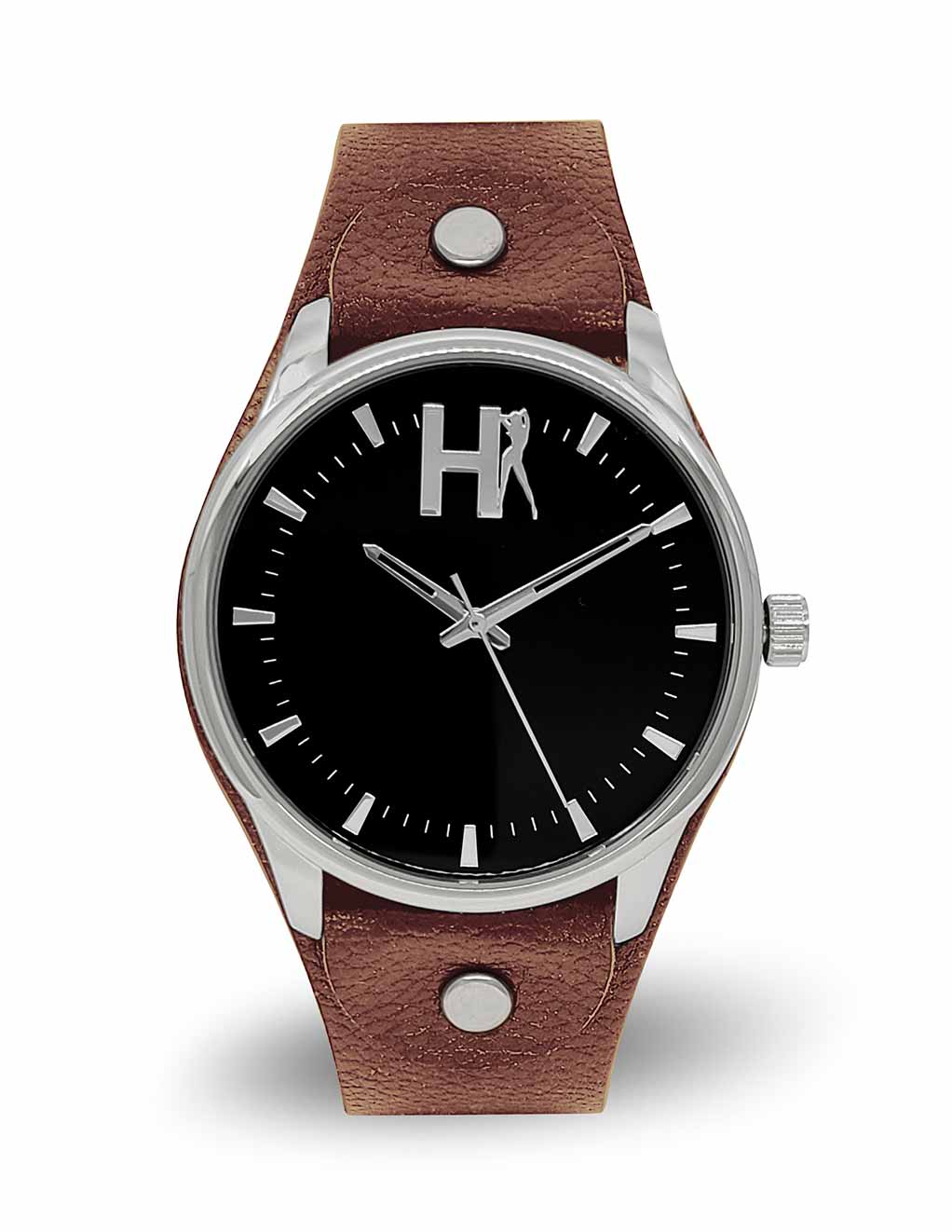 HUSTLER® Leather Cuff Collection Watch- Brown- Front