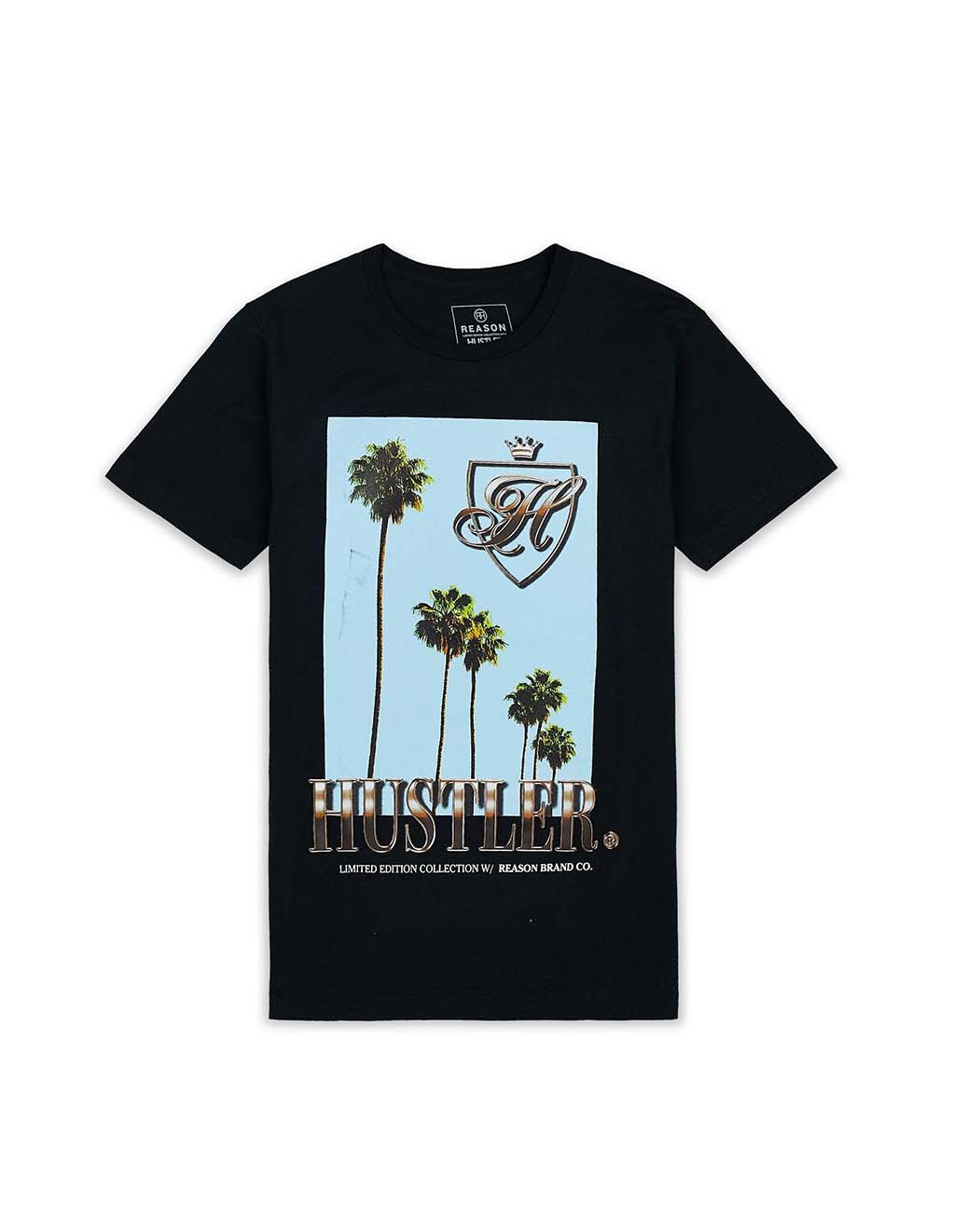 HUSTLER® Palm Tree T-Shirt- Black- Front
