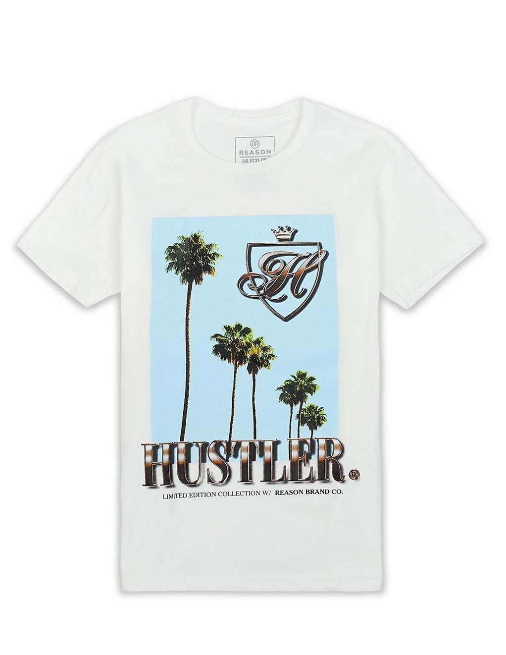 HUSTLER® Palm Tree T-Shirt- White- Front