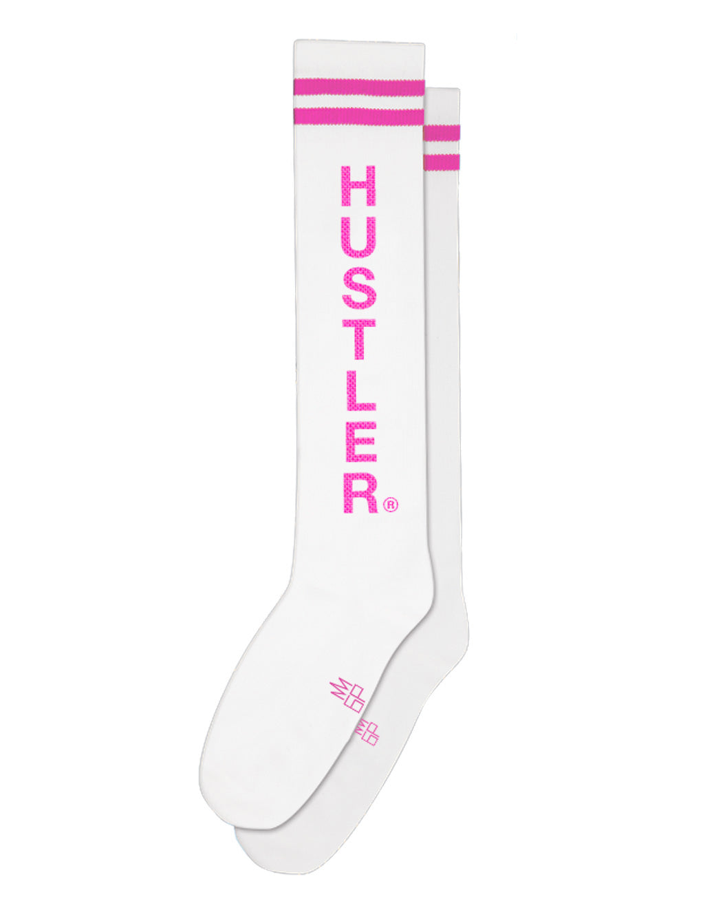 Hustler Knee Socks White With Pink