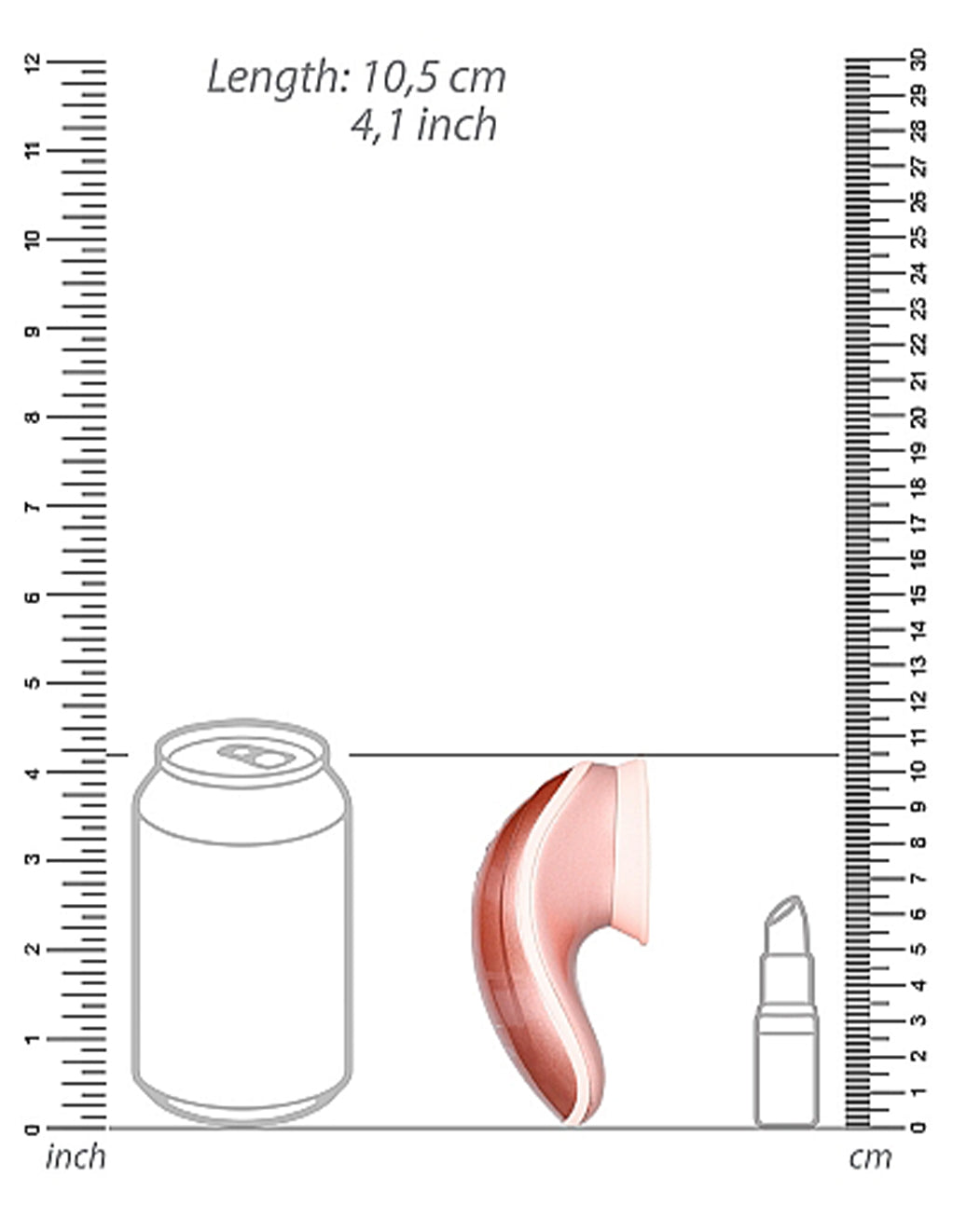 Twitch Innovation Suction Vibrator- Size Dimensions