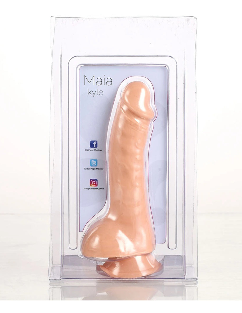 Maia Kyle 8 inch Silicone Realistic Veined Suction Cup Dildo- White- Box