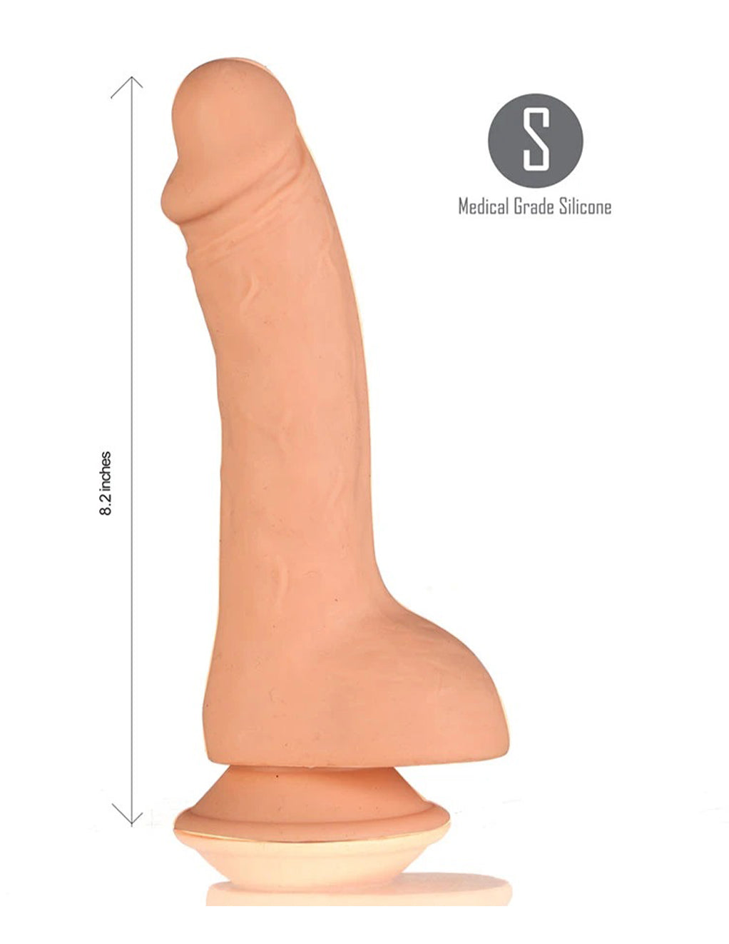 Maia Kyle 8 inch Silicone Realistic Veined Suction Cup Dildo- White- Size