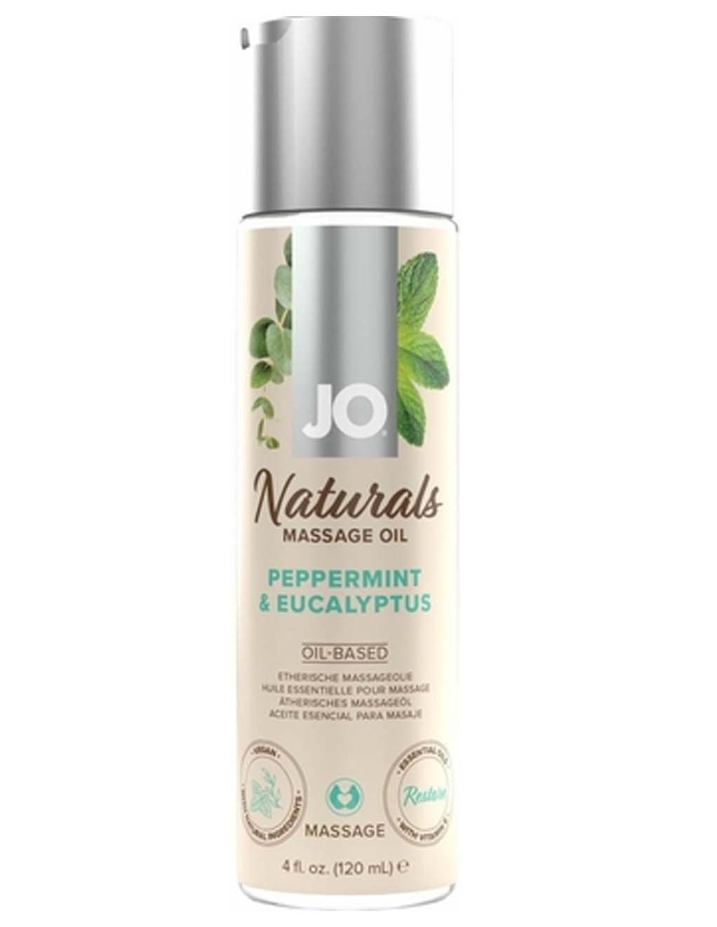 Jo Naturals Massage Oil- Peppermint & Eucalyptus