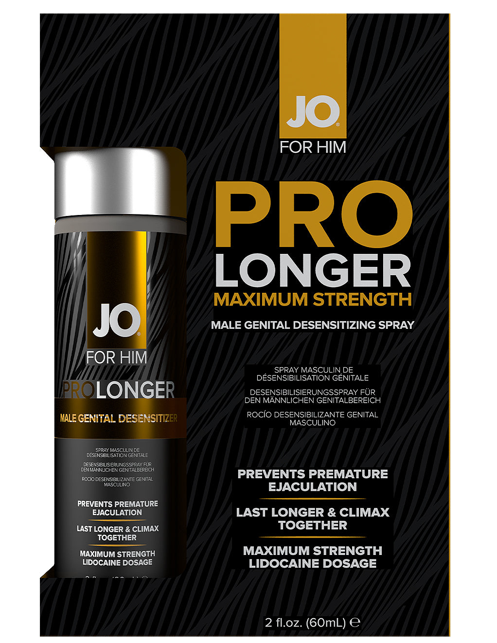Jo ProLonger Spray Maximum Strength with Lidocaine- front