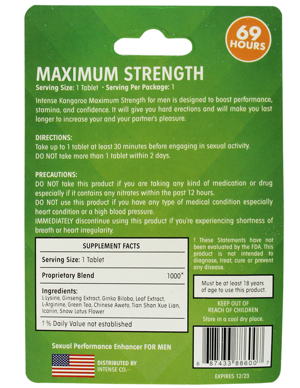 Kangaroo Green Max Strength- back