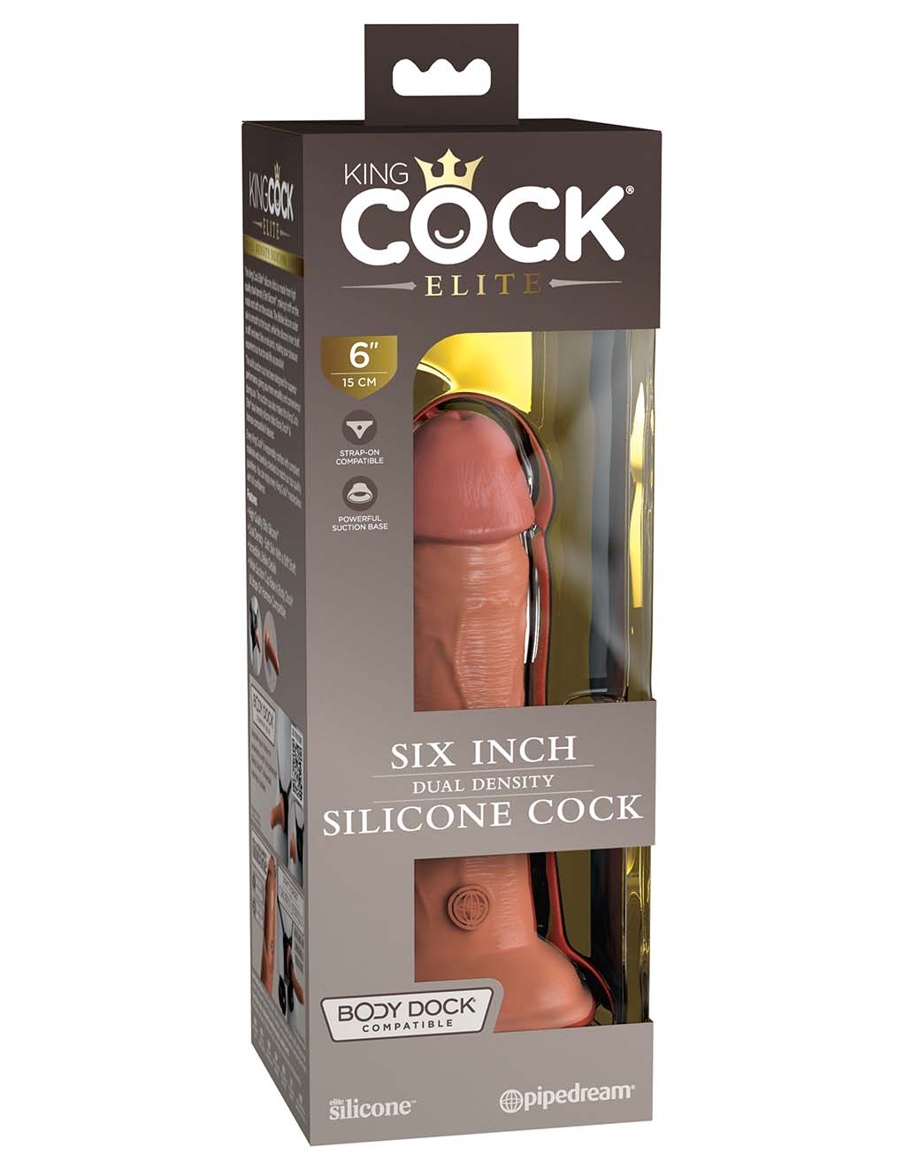 King Cock Elite 6" Silicone Cock- Medium- Box