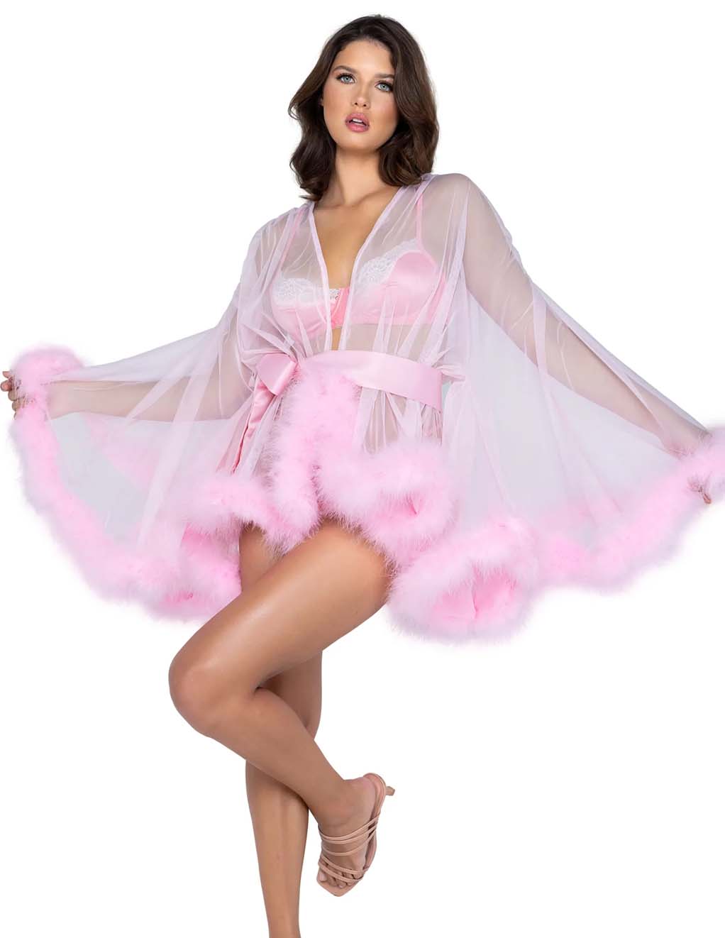 Roma Hollywood Glam Mini Robe- baby pink front
