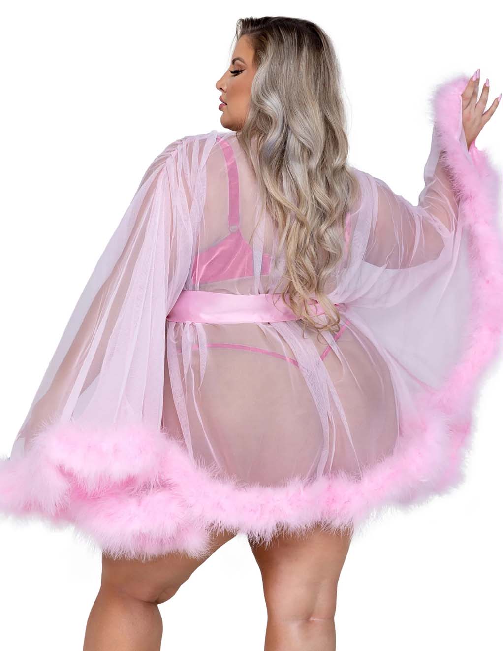 Roma Hollywood Glam Mini Robe- baby pink p;lus back