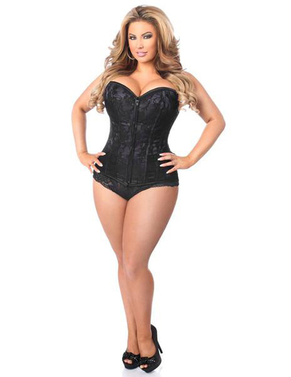 Daisy Corsets Lavish Black Satin Over Bust Corset With Busk Closure 2X