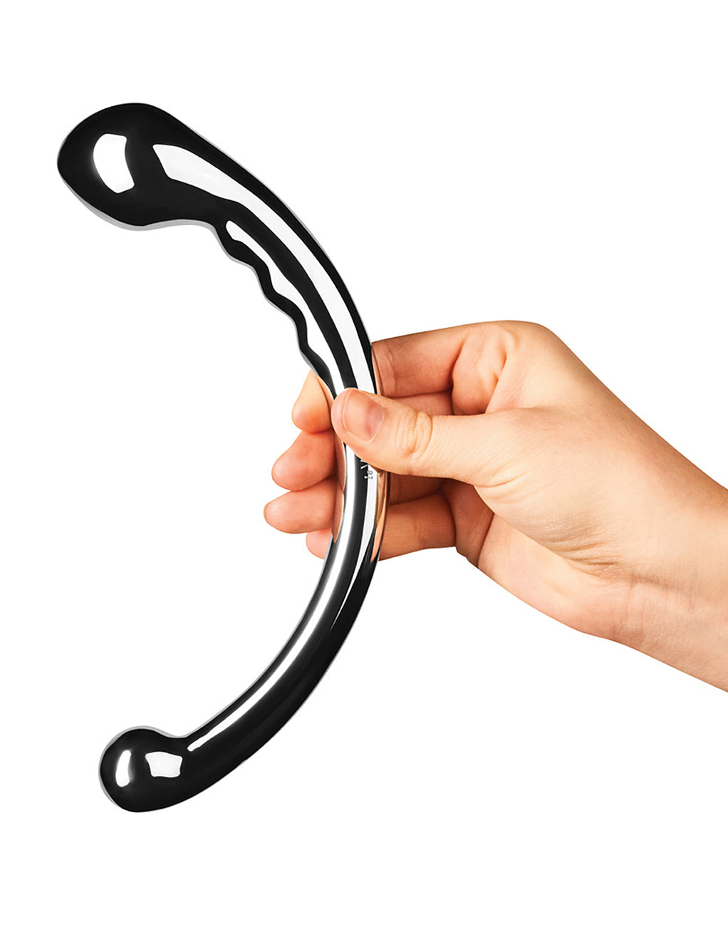 Le Wand Hoop Stainless Steel Double Ended Dildo- in hand