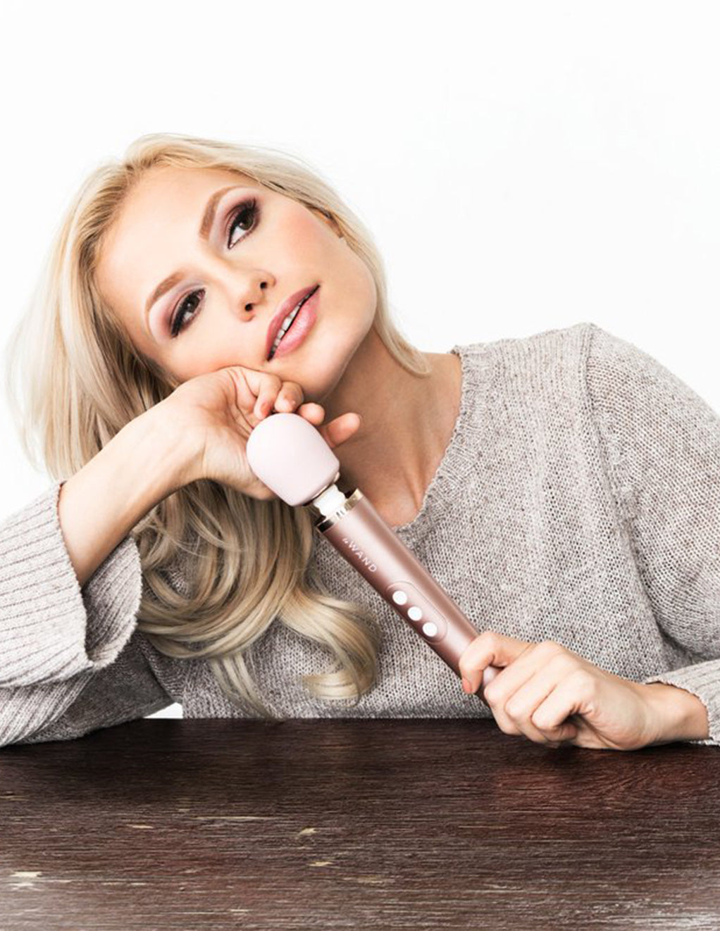 Le Wand Petite Rechargeable Massager Rose Gold Handheld By A Model