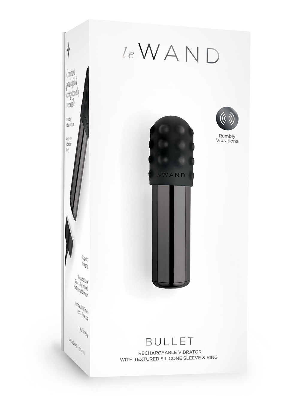 Le Wand Bullet Rechargeable Clitoral Vibrator- Black- Box