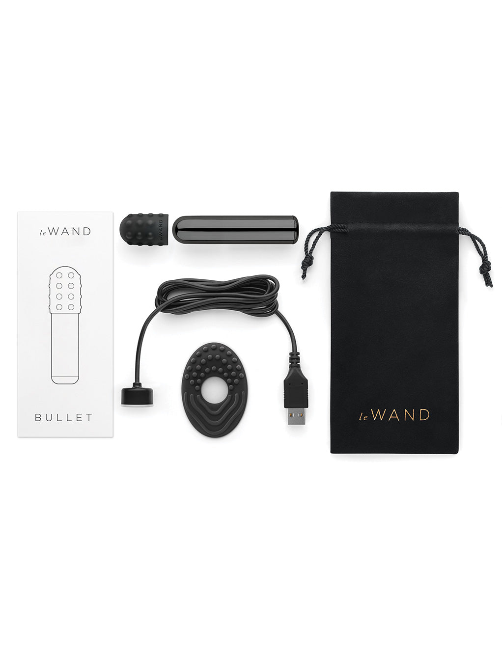 Le Wand Bullet Rechargeable Clitoral Vibrator- Black- Contents
